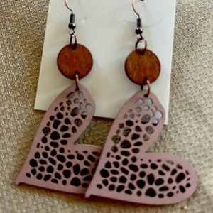Colorful Lavender Heart Design Hollow Pattern Dangle Earrings